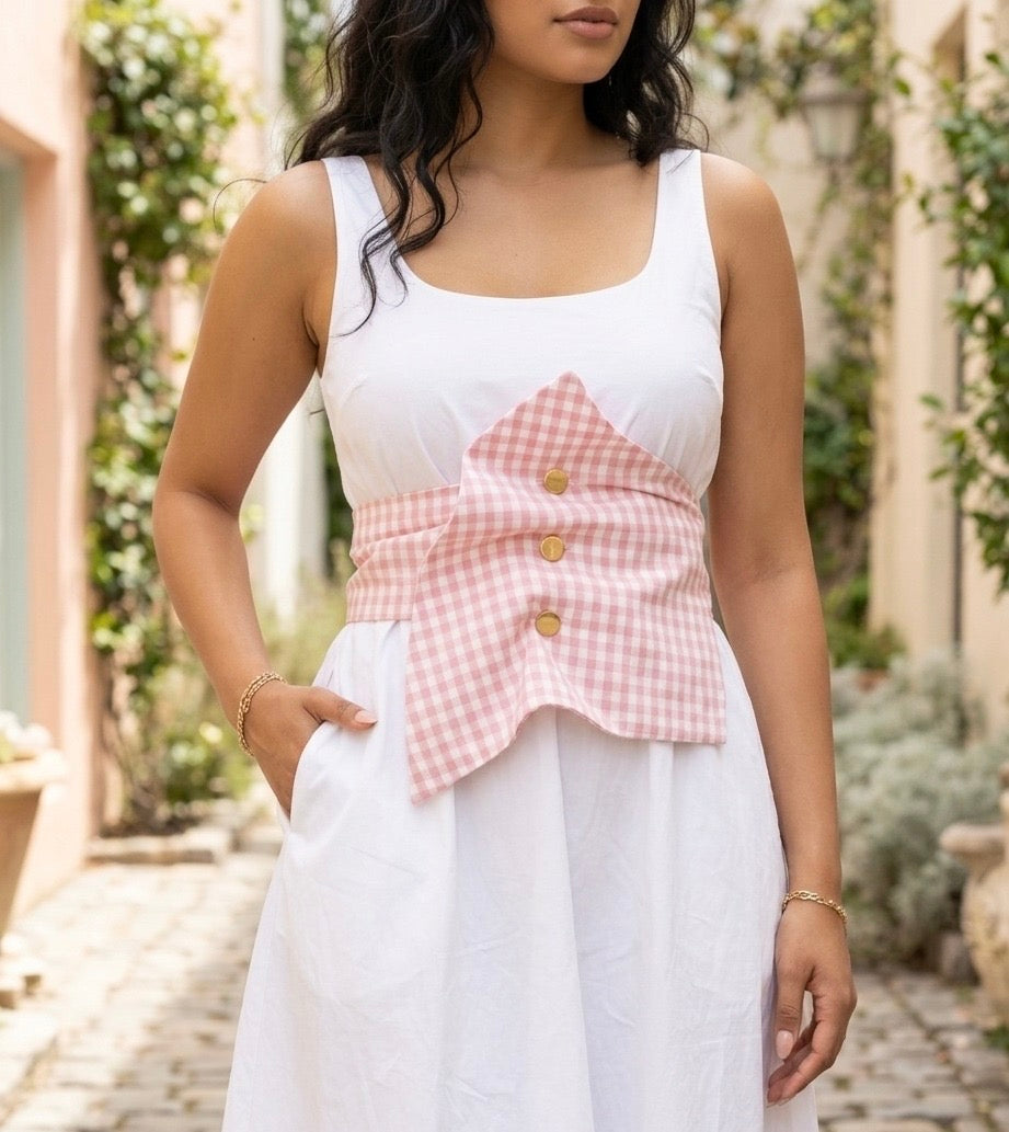 Blush Gingham Cinch Belt