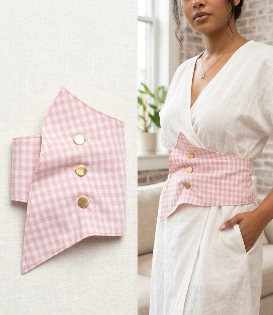 Blush Gingham Cinch Belt